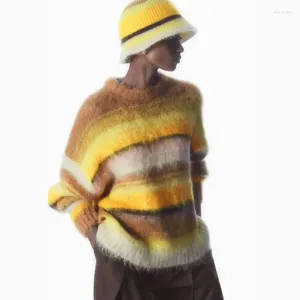 Женские свитера, свитер на осень-зиму, пуловер из смеси мохера с круглым вырезом, свободные повседневные модные топы оверсайз, джемпер в стиле гот Y2k