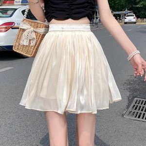 Skirts TIGENA Mini Skirt For Women 2023 Summer Korean School Girls Sweet A Line High Waist Pleated Shorts Lining Pink Female