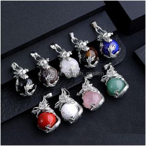 Charms Punk Drachenform Naturstein Anhänger Opal Rosenquarz Kristall Tigerauge Lapisperlen Tier Charms für Schmuck Maki Dhgarden Dhkal