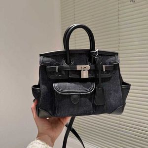 birkinbag h h bagハンドバッグデザイナーバッグ高屈筋硬いボトムポータブル外国気質旅行3次元デニムバッグハイエンドキャンパス新製品