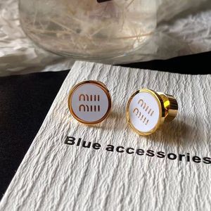 Oil Dropping Enamel Round Women's Button Letter Niu Ear Studs French Small and High Class 2023 New Earring Fashion