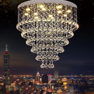 Modern LED Crystal Chandelier Stora K9 Crystals Takbelysningsarmaturer El Projects Trapplampor Restaurang Cottage Lights257E