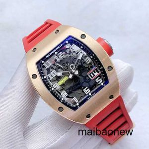 Автоматические механические мужские наручные часы Richer Mileres, спортивные наручные часы для пилотов, серия с полой датой, 48*40 мм, Rm029, розовое золото, полое