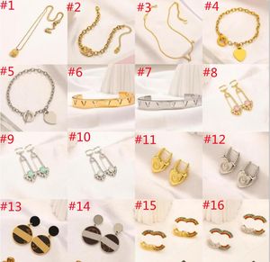 Women Brand Letter Bracelet Earrings Necklace Jewelry Sets High End Designer Crystal Stainless Steel Gilding Silver Plating Pendant Earring Wedding Jewerlry