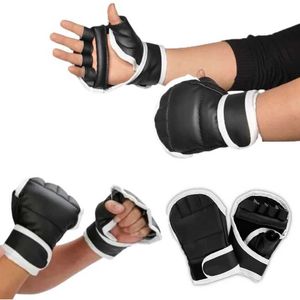 Protective Gear Half Finger Boxing Gloves PU Leather Fighting Kick Boxing Gloves Karate Muay Thai Training Workout Gloves Kids Men HKD231124