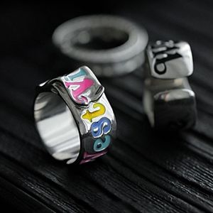 personalized rings rainbow lettering belt open ring niche design retro personality high sense ins cool wind all-around ring unique engagement ring promise rings 02