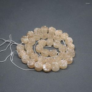 Collane con ciondolo 10mm Champagne Dichiarazione per le donne Titanio Druzy Pietra Perline Pendenti Drusy Quarzo Moneta all'ingrosso Molte dimensioni Scelta