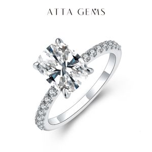 Solitaire Ring ATTAGEMS Rings Cushion Cut 3.5CT D Color 18K 14K 10K Yellow Gold Pass Diamond Test for Women Fine Jewelry 230422