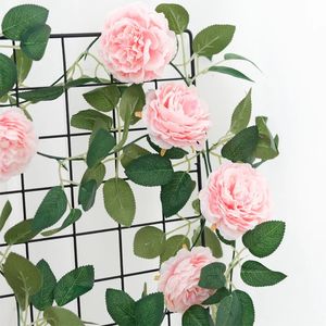 Sztuczna zieleń z kwiatów sztuczny kwiat Peony Vine Silk Lvy Leaf Tacdrop ​​DIY Wedding Dekoracja Fałszywa roślina pokój domowy łuk wiszący girland rattan 231123