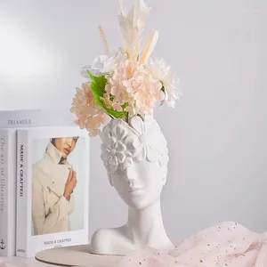 Vasi Carattere astratto Vaso in ceramica Volto umano Disposizione dei fiori Decorazione della casa Soggiorno Camera da letto Libreria Tavolo da pranzo