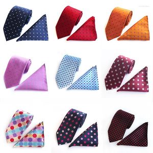 Bow Ties 25 Colors Fashion 8 Cm Dot Tie Pocket Square Hanky Set Business Wedding Party Suit Hankerchief