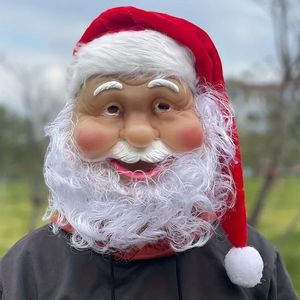 Party Masks 1pc White Beard Old Man Mask Latex Headgear Santa Claus Christmas Wig Dress Up Props 231124