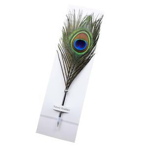 Ballpoint Pens Wholesale Feather Pen Color Ink Stationery Peacock Feathers Shape For Individuality Student Christmas Birthday Gift 1 Dhkql