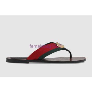 Luxuriöse Leder-Tanga-Hausschuhe für Herren und Damen, Doppelbuchstaben-Slipper, Sommer-Strand-Slipper, flach, grün, rot, Nylon-Flip-Flops, Webriemen, Sandalen, Größe 35–46