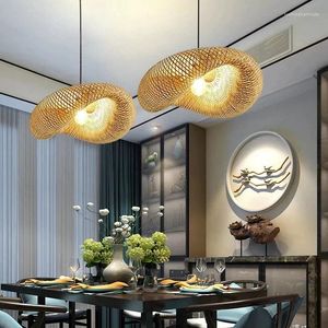 Chandeliers Japanese Bamboo Chandelier Ceiling Light Led Rattan Pendant Restaurant Tea House Retro Drop Hanging Lamp