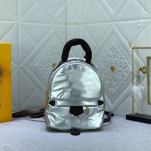 Designer Bolsa de mochila de estilo de estudante de couro prateado