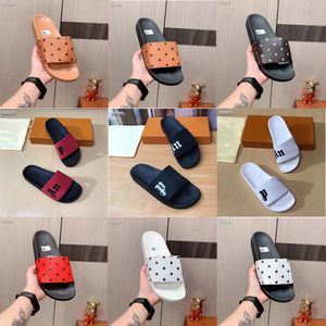 Designer män kvinnor tofflor sommar damer ihåliga sandaler mönster lägenheter flip flops loafer modetorier glider gummi utomhus strandskor