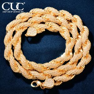 Chokers CUC 8mm Iced Out CZ Rope Chain Gold Color Iced Out Zirconia Men Hip Hop Necklace Link Fashion Punk Rapper Jewelry 231124