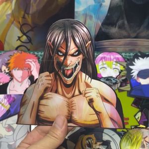 Atacado e personalizado Anime Attack on Titan Eren Adesivos lenticulares de movimento 3D para copos de carros, geladeiras, skates, malas e presentes criativos