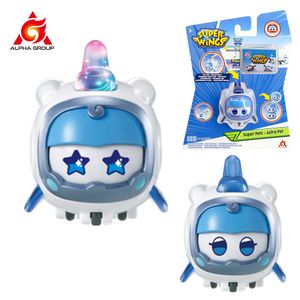 Action Toy Figure Super Wings Super Pet Impilabile Astra Leo Sunny Transforming Change Espressioni con luci Action Figures Anime Kid Toys Gift 230424