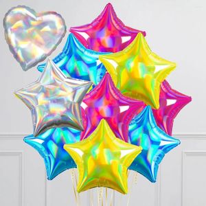 Parti Dekorasyonu 50pcs yanardöner gümüş renkli lazer yıldız balon düğün doğum günü bebek duşu bekarlığa veda mezuniyet zemin dekor