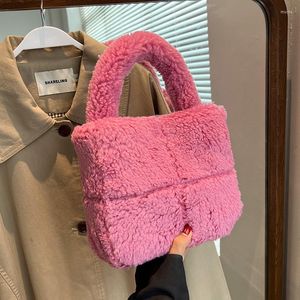 Evening Bags Top Handle Tote For Women 2023 Winter Trend Designer Fashion Small Soft Faux Fur Kawaii Handbags And Purses