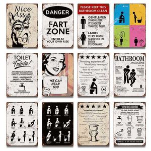 Wallpapers Funny Toilet Tin Signs Metal Vintage Plaque WC Poster Bar Pub Wall Decorative Bathroom Painting Plate Home Decor J230224