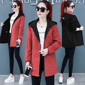 Women's Jackets Reversible For Women Spring Female Windbreaker Elegant Woman Trench Coat Korean Style Hooded Veste Longue Femme Zm