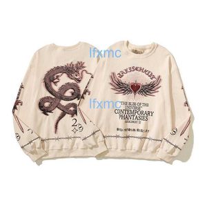 23SS American High Street Saint Love Wings Waffle Round Neck Sweater Fashion for Men and Women