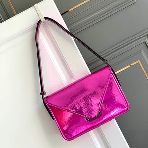 Bolso de axila para mujer Bolso de hombro con sobre cuadrado Bolso de diseñador de bolsos de lujo Bolso con solapa Bolso de cena Bolso de mano Forro de cuero rojo Charol Colores Bolso de cartero