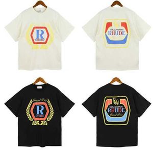 2023 최고 장인 정신 Rhude Mens T Shirts 여름 패션 디자이너 Tshirts 스트리트 캐주얼 짧은 슬리브 비치 스타일 티 코튼 프린팅 셔츠 CH85