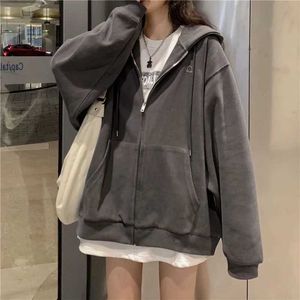 Women's Hoodies Sweatshirts Women Casual Zip Up Oversized Hoodie Sweatshirt Female Streetwear Hooded Pocket Zipper Harajuku Sweat Shirt Y2k Top Clothes zln231124