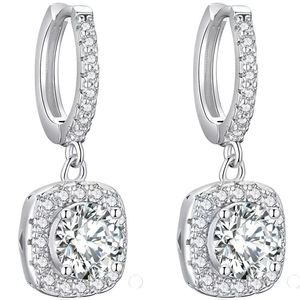 Kızlar Womennew Trendy 925 STERLING Gümüş 0.5CT 1CT 2CT 3CT MOISSANITE Diamond Studs Küpeler Arkadaş İçin Güzel Hediye