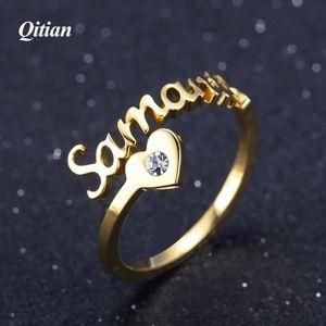 Bröllopsringar Personliga namn Rings Gold Color Heart Sprial Ring för kvinnor Högkvalitativa rostfritt stål Män smycken inte bleknar för kvinnor 231124