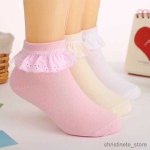 Kids Socks Pairs Autumn Kids Girls Socks With Lace Anti-slip Socks Breathable Mesh Short Socks White Pink Cotton Baby Princess Sock