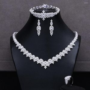 Collana Orecchini Set GODKI 2023 Sweet Romantic 4 PC Bracciale Anello Cubic Zirconia Risultati Nuziale Matrimonio Nobile