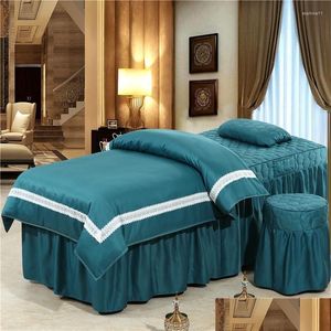 Bedding Sets Bedding Sets 4-6Pcs Washed Lace Style Beauty Salon Mas Spa Use Duvet Er Bed Skirt Quilt Sheet Customizable Size S Drop De Dhmna