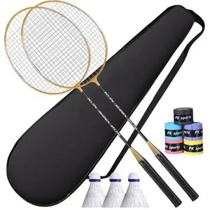 Badminton Rackets 2Pcs/Set Badminton Racket Amateur Primary Badminton Rackets Training Racket Shuttlecocks Set Sports Supplies Accessories 231124