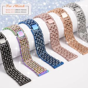 För Apple Watch Series 7 6 5 4 SE Bling Diamond PC Protective Case Alloy Band Rem Cover 41mm 45mm