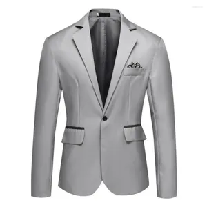 Ternos masculinos homens terno casaco elegante fino ajuste jaqueta de casamento formal estilo de negócios com único botão cardigan turn-down colarinho