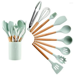 Flatware Sets Silicone Cooking Utensils Set Heat Resistant Kitchen Non-stick Kitchenware Tool Kit Ladle Cookware Accessories