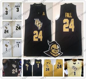 Anpassad UCF Knights College Basketball Any Name Number Gold White Black 1 BJ 24 Tacko Fall 3 Dre Fuller JR 2019 Jersey6277337
