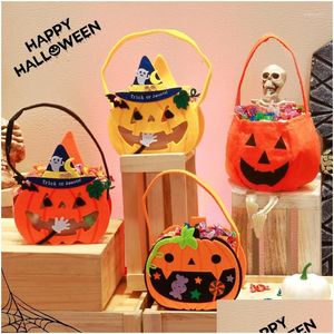 Present Wrap Gift Wrap Halloween Pumpkin Bat Candy Bag Non Woven Handbag Trick eller Treat Packaging Påsar Happy Ghost Festival Drop Delivery DHE7Q