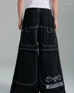Jeans masculinos rua vintage hip hop grande bolso calças de grandes dimensões impresso y2k solto ajuste mulheres harajuku cintura alta perna larga