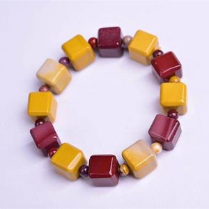 Strand Healing Crystal Quartz Natural Mookiate Stone Cube Bracelet Jewelry Beads Lovers Woman Gift Beaded Strands