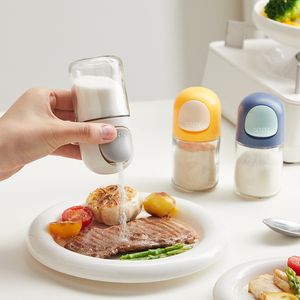 1 elegante saliera e pepiera in vetro premium - perfetto dispenser di spezie per i tuoi pasti deliziosi Pressa da cucina 0,5 g di sale per una sana assunzione di sale sigillato per condimenti