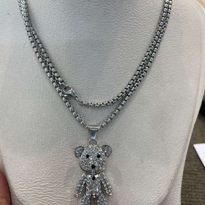 Fashion water diamond rabbit bear long necklace