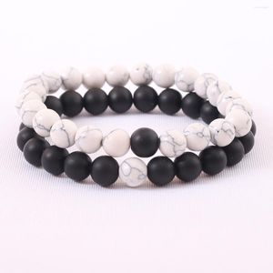 Filo 8mm Rotondo Bianco Blu Turchese Malachite Nero Grigio Agata stagionata Occhio di tigre Bracciale con perline Pietra naturale Creazione di gioielli per ragazza