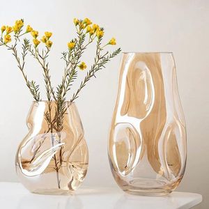 Vases Nordic Style Gold Irregular Opposite Sex Vase Living Room And Sample Dried Flower Arrangement In Soft
