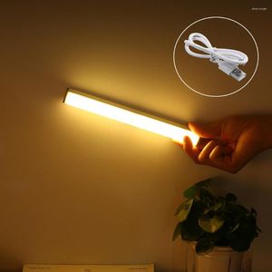 Luci notturne 2023 Led Body Induction Light Smart Automatic Wireless Long Strip Ricarica Armadio da cucina Armadio